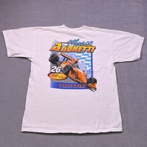 Vintage Gildan Mens White Marco Andretti #26‎ Vonage Racing Graphic T-Shirt XL